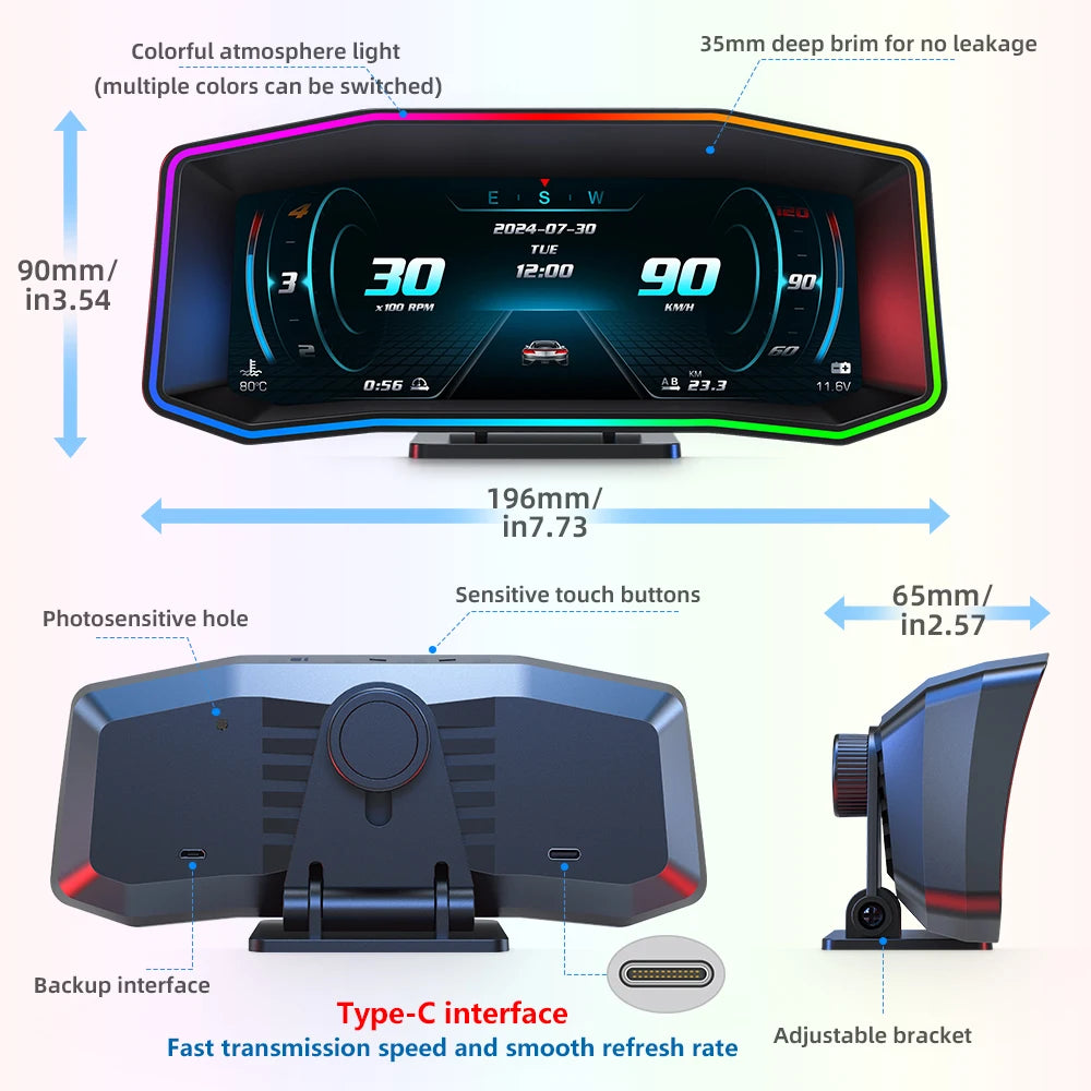 P3 P4 Car Head-up Display OBD2 HUD On-board Computer Digital Smart GPS Speedometer Volt RPM Water Temp Slope Meter Auto Electron