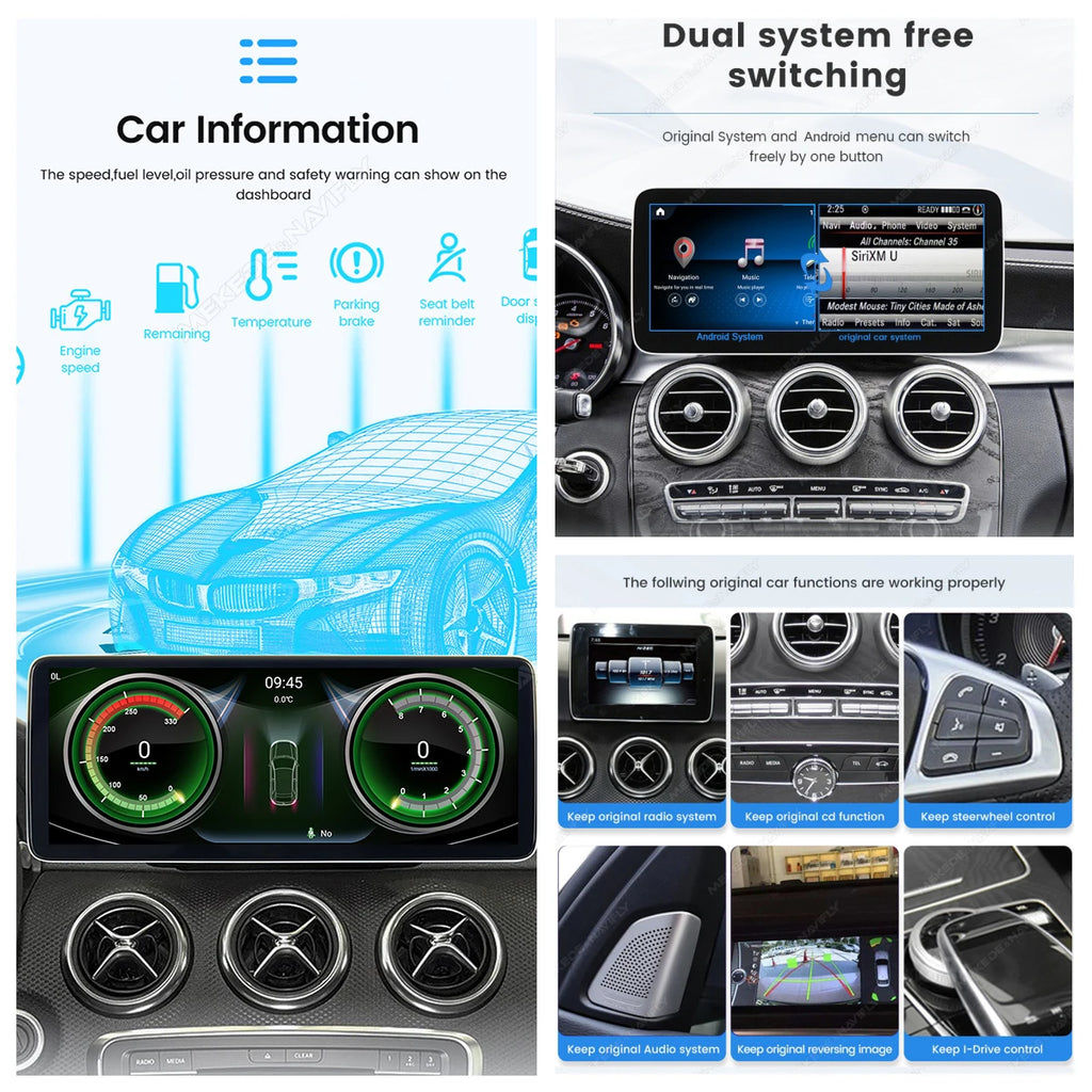 EU Stock Wireless Carplay Android Auto Car Radio Multimedia Player For Mercedes Benz E Class W212 4-door Sedan E200 E230 E260 E300 2009-2015 4G Wifi GPS Audio DSP Dual BT Intelligent Car System Qualcomm668/680 10.25‘’ 12.