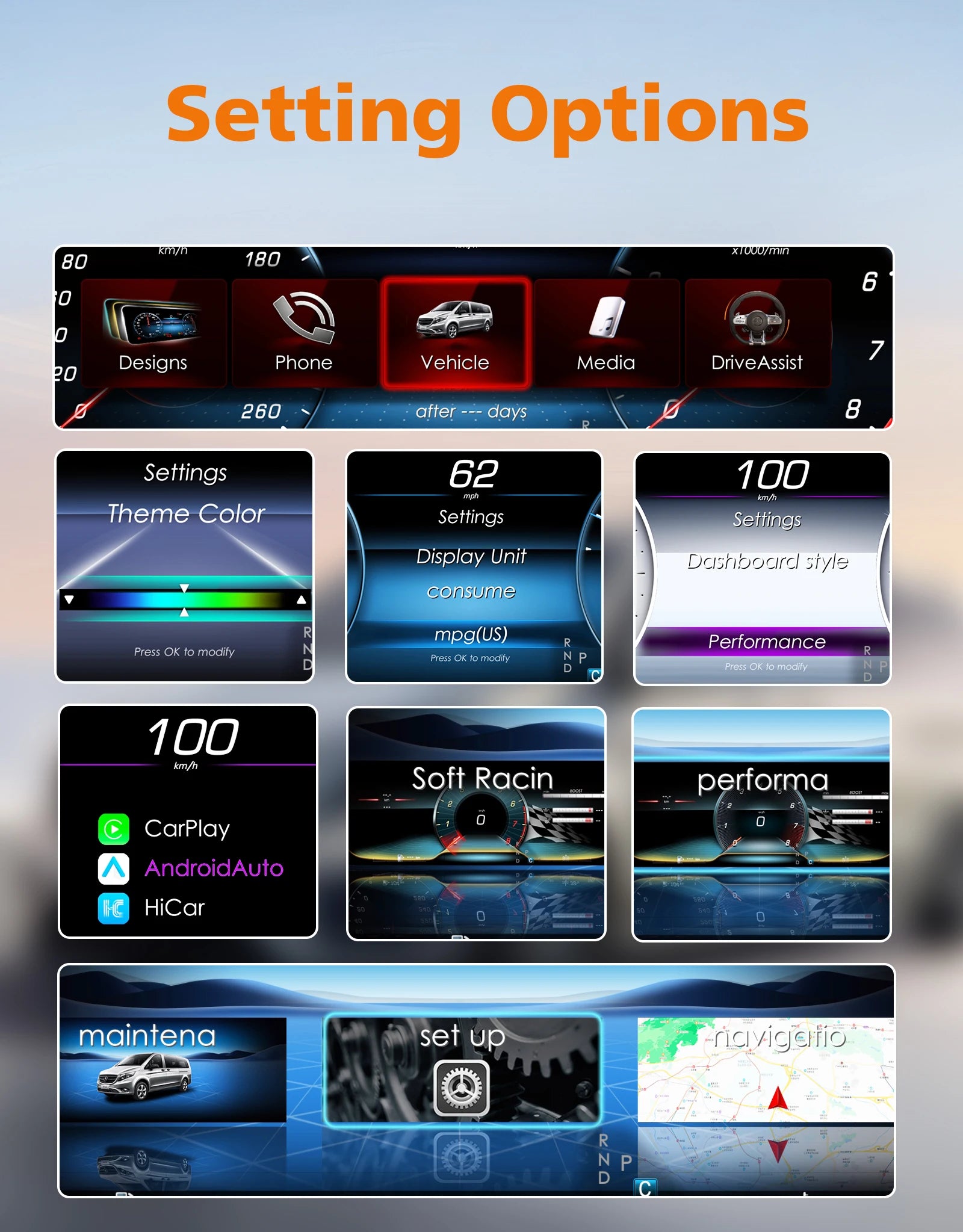 12.3inch Car Digital Dashboard For Mercedes-Benz Vito 2016 - 2023 Years support Carplay Android Auto HDMI Input Anti-Glare OTA Update Speedometer Dashboard Gauges Dash Panels