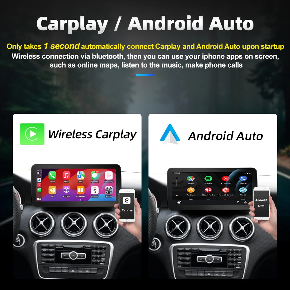 Display Screen 10.25'' For Mercedes Benz A Class CLA GLA W176 C117 X156 NTG4.5/5.0 Wireless Carplay Android Auto Touch Screen Airplay Autolink BT 1920*720 Car Multimedia Linux System
