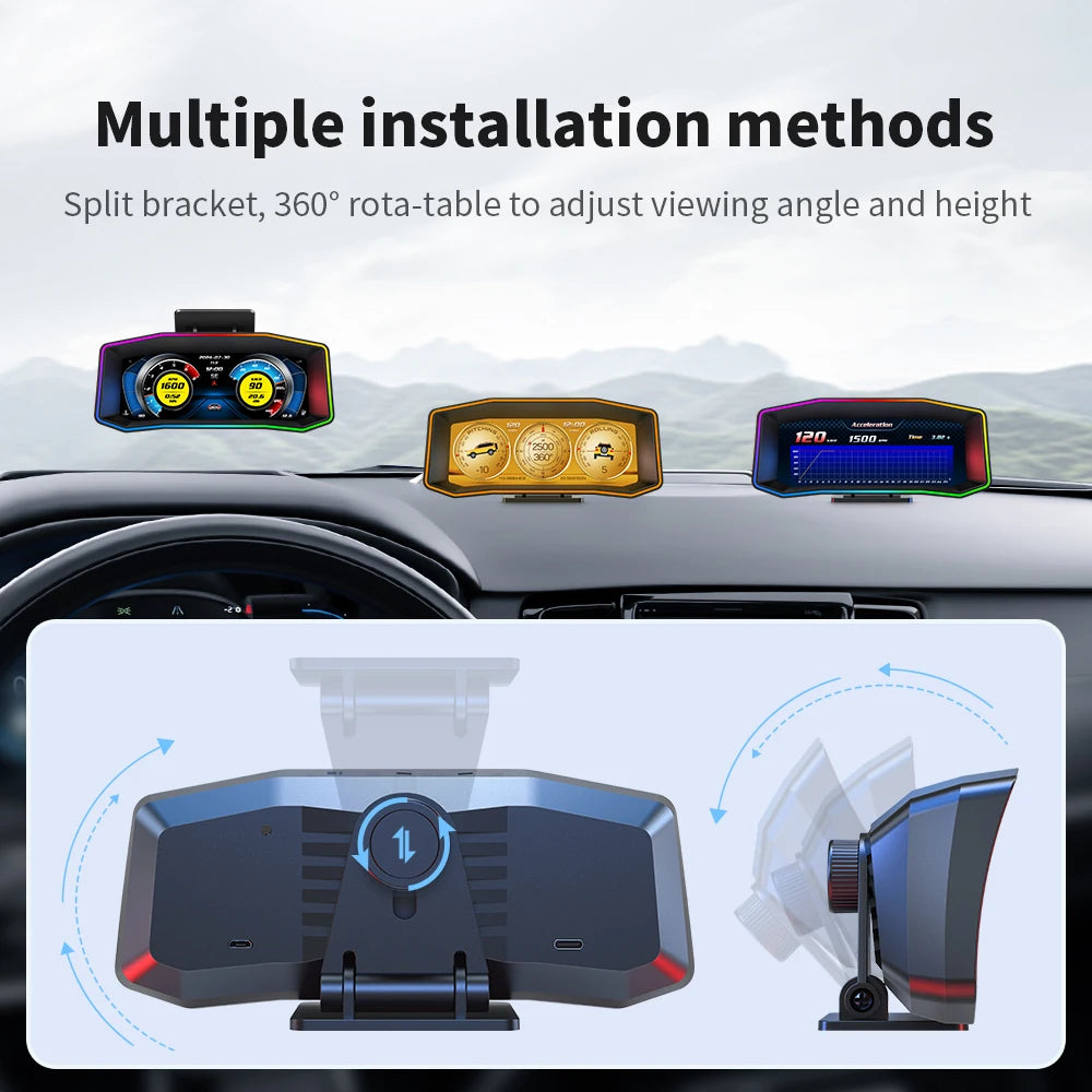 P3 P4 Car Head-up Display OBD2 HUD On-board Computer Digital Smart GPS Speedometer Volt RPM Water Temp Slope Meter Auto Electron