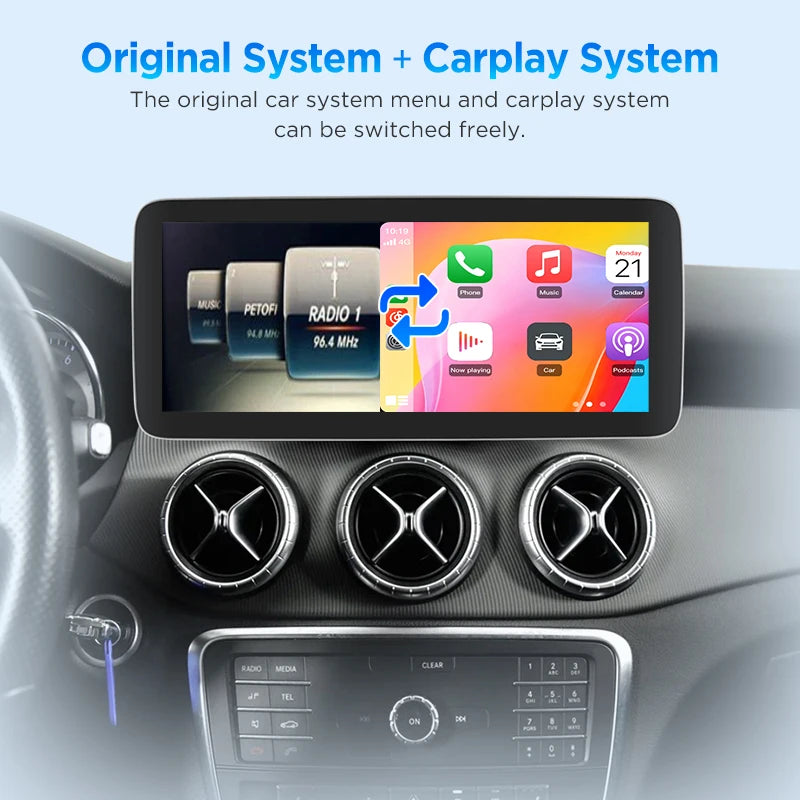 Junsun 1920*720 Linux System Wireless CarPlay Android Auto Car Radio Multimedia for Mercedes Benz A Class W176 GLA X156 CLA C117 2013-2018 NTG 4.5 NTG 5.0 Smart Android Mirror Navigation Screen