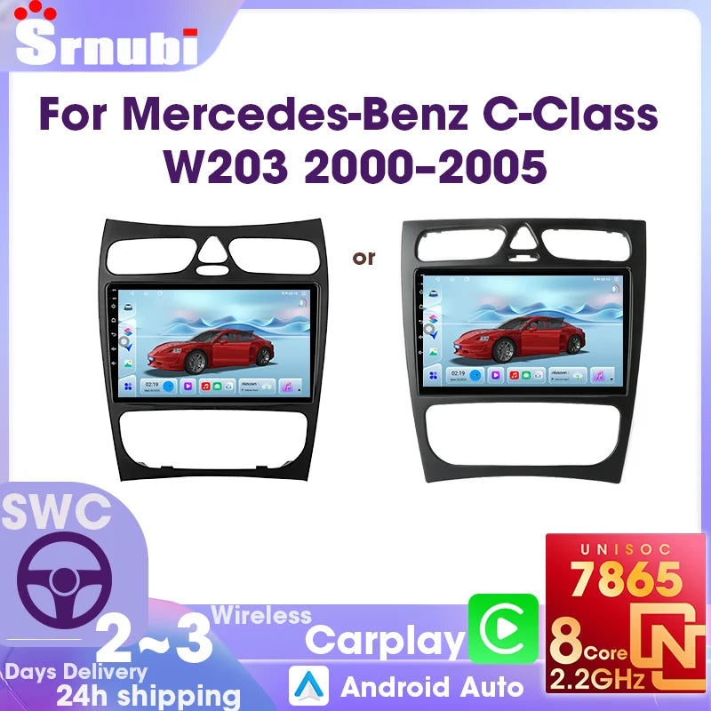 2 Din Car Radio GPS Navigation for Mercedes-Benz C-Class 2000-2005 Android Auto Carplay Multimedia Player Stereo FM AM UIS7865 8-Core DSP