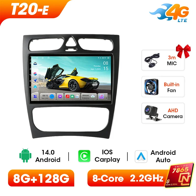 2 Din Car Radio GPS Navigation for Mercedes-Benz C-Class 2000-2005 Android Auto Carplay Multimedia Player Stereo FM AM UIS7865 8-Core DSP