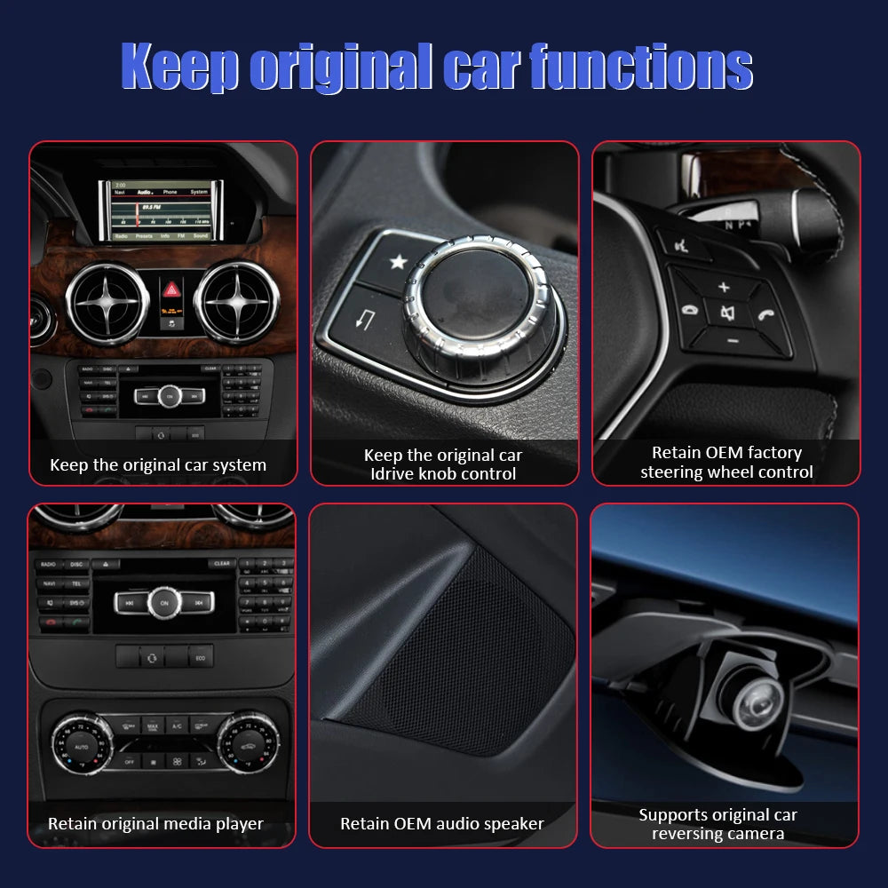 Wireless CarPlay Android Auto 12.3 Inch 2400*900P Touch Screen For Mercedes Benz  GLK Class X204 2008-2015 NTG4.0 NTG4.5 Car Intelligent Systems Smart Multimedia Car Radio With Bluetooth GPS Navigation Autolink Navi
