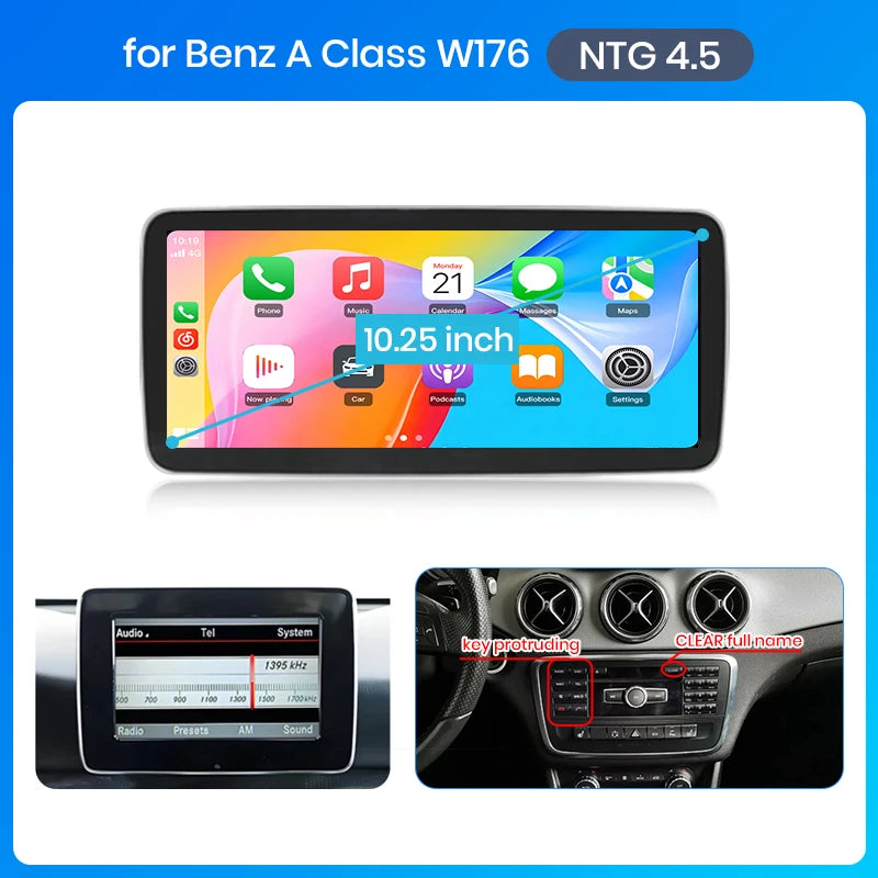 Junsun 1920*720 Linux System Wireless CarPlay Android Auto Car Radio Multimedia for Mercedes Benz A Class W176 GLA X156 CLA C117 2013-2018 NTG 4.5 NTG 5.0 Smart Android Mirror Navigation Screen