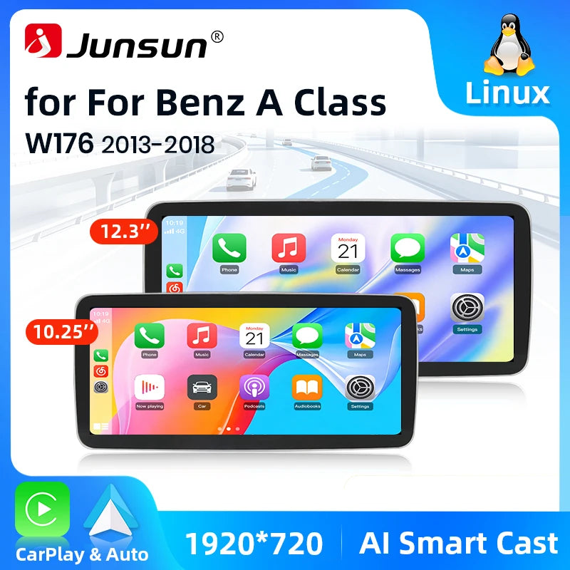 Junsun 1920*720 Linux System Wireless CarPlay Android Auto Car Radio Multimedia for Mercedes Benz A Class W176 GLA X156 CLA C117 2013-2018 NTG 4.5 NTG 5.0 Smart Android Mirror Navigation Screen