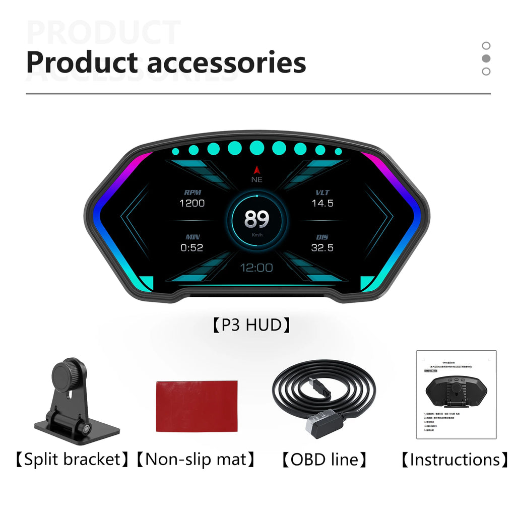 P3 P4 Car Head-up Display OBD2 HUD On-board Computer Digital Smart GPS Speedometer Volt RPM Water Temp Slope Meter Auto Electron