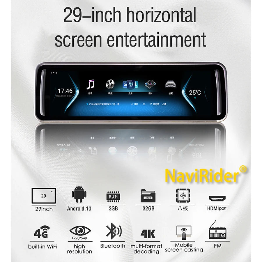 Video Player 29" For Mercedes Benz Vito V-class For Toyota Hiace Android Roof Mount Flip Down Monitor WideScreen Ceiling Monitor