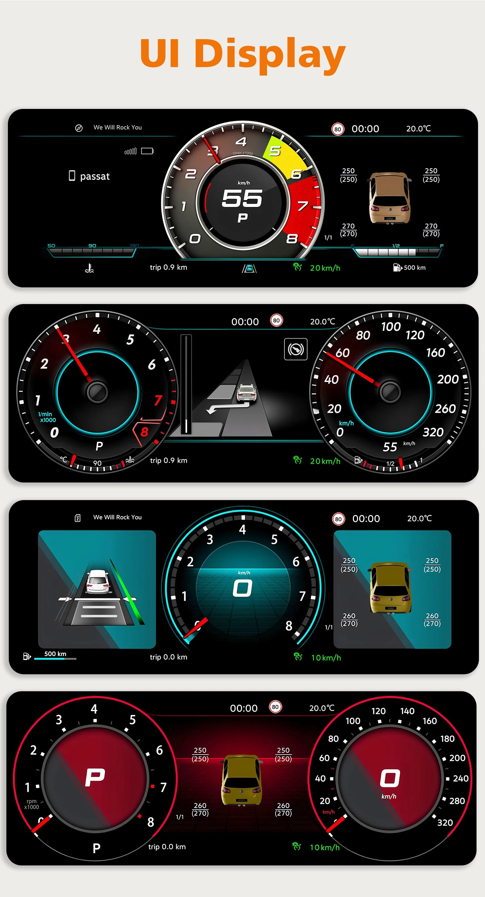 Hizpo 10.25 inch Car Auto Lcd Digital Dashboard Cluster Gauges For Volkswagen Tiguan 5N PQ Platform 2008-2016 support HUD modify Auto Radio Instrument Paneel Cockpit Cluster Instrument Display Snelheidsmeter Speedometer Gauge