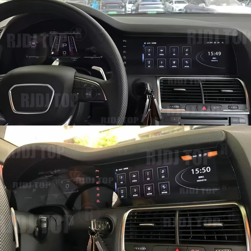 12.3Inch Dashboard + 10.25Inch Car Radio For Audi Q7 2005~2014 Android 14 Multimedia GPS Navigation Smart Touch Screen Head Unit