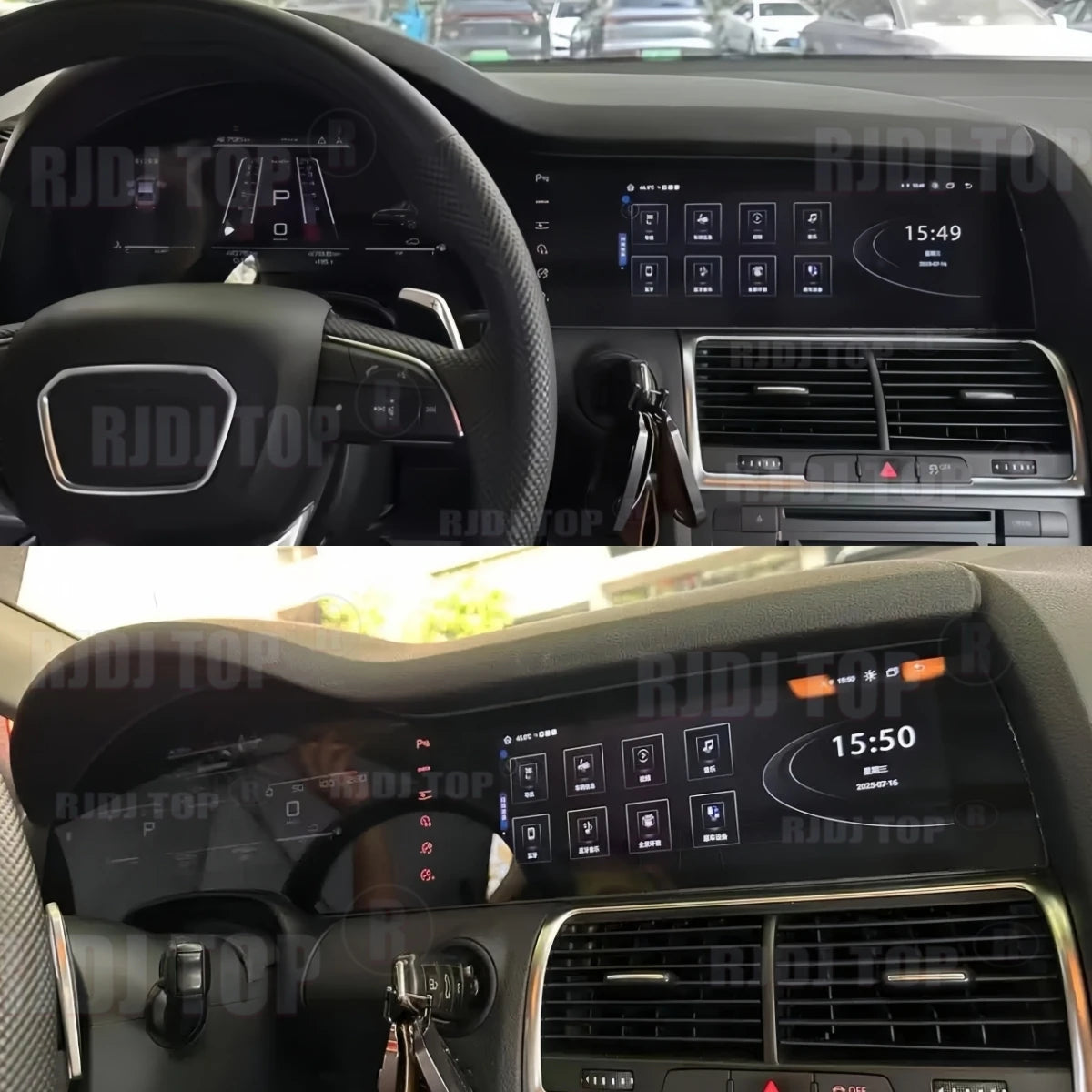 12.3Inch Dashboard + 10.25Inch Car Radio For Audi Q7 2005~2014 Android 14 Multimedia GPS Navigation Smart Touch Screen Head Unit