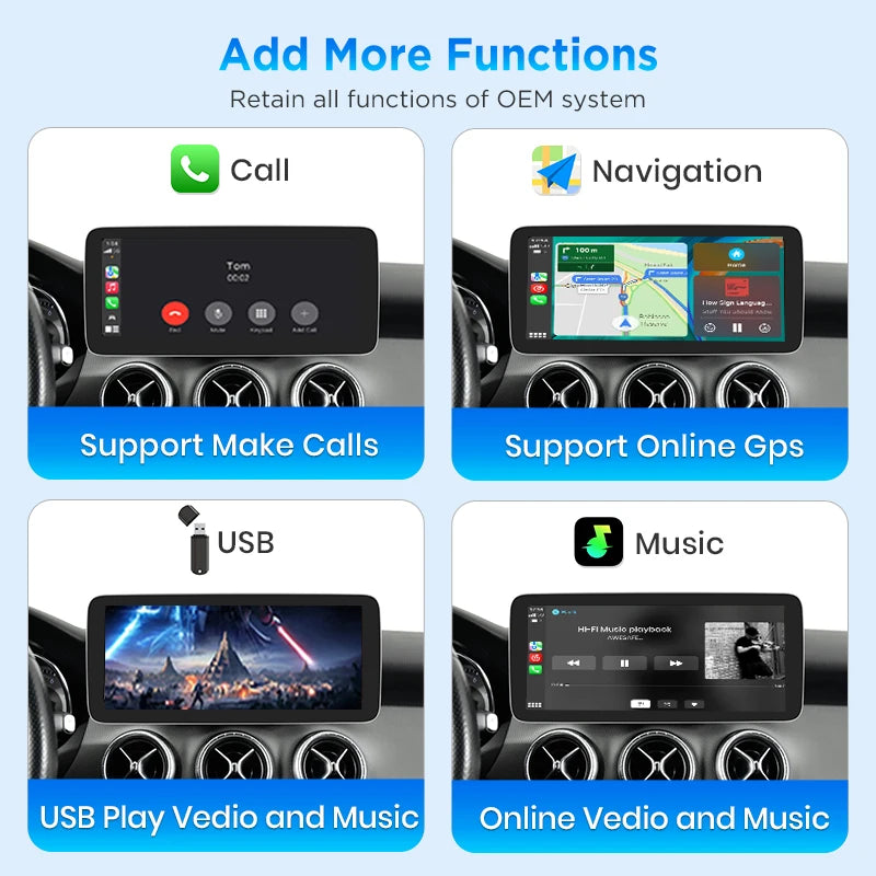 Junsun 1920*720 Linux System Wireless CarPlay Android Auto Car Radio Multimedia for Mercedes Benz A Class W176 GLA X156 CLA C117 2013-2018 NTG 4.5 NTG 5.0 Smart Android Mirror Navigation Screen