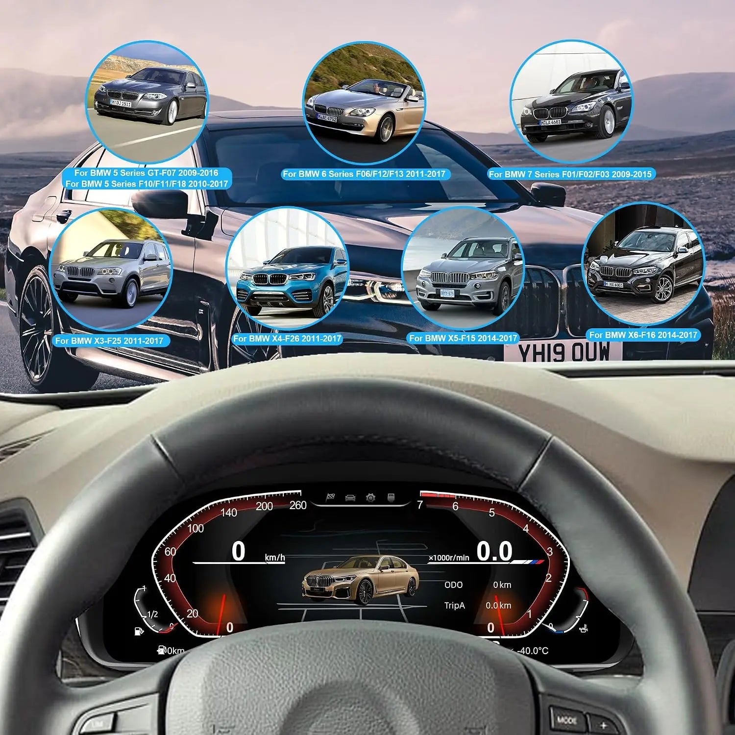Digital Dashboard Speedometer For BMW 5/6/7 Series X3 X4 X5 X6 F01 F07 F10 F12 F15 F16 F18 F25 F26 LCD Cluster Instrument Panel
