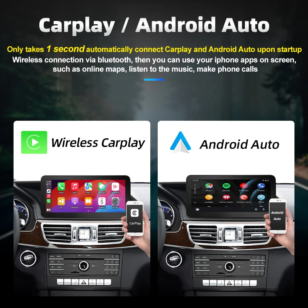 Full HD 10.25'' Wireless Carplay For Mercedes Benz W212 2009-2016 NTG4.0/4.5/5.0 4 Door Android Auto Mirrorlink Airplay BT Car Multimedia Touch Screen Stereo System Linux