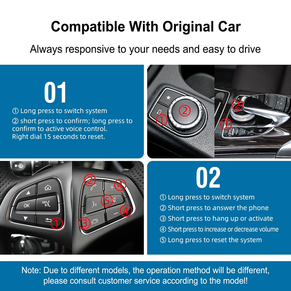 Wireless CarPlay for Mercedes Benz 5.0 A CLA GLA W176 C-Class W205 GLC 2015-2018 With Android Auto Wireless Car Play
