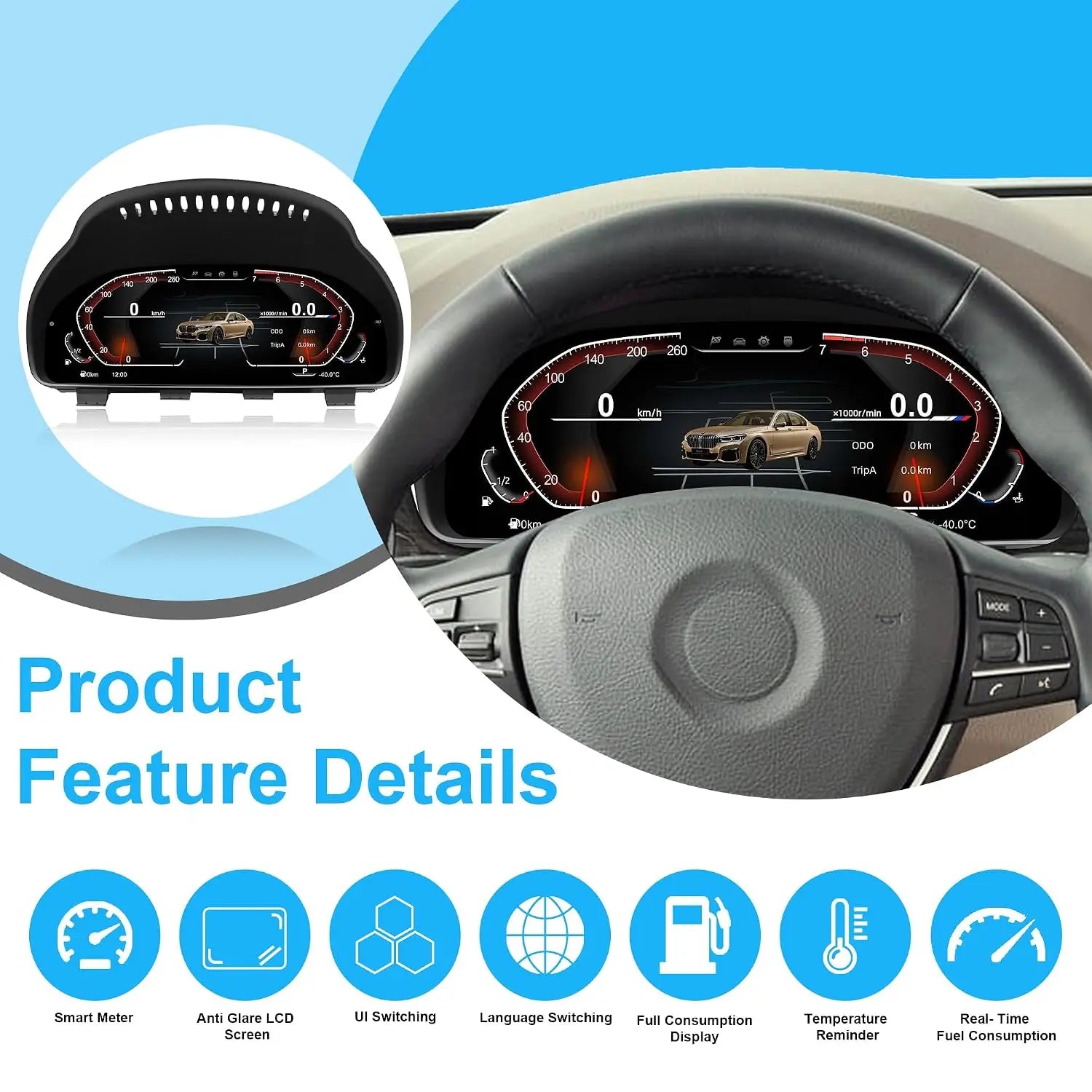 Digital Dashboard Speedometer For BMW 5/6/7 Series X3 X4 X5 X6 F01 F07 F10 F12 F15 F16 F18 F25 F26 LCD Cluster Instrument Panel