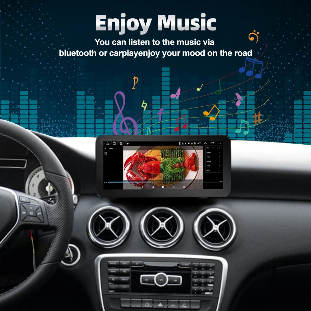 Display Screen 10.25'' For Mercedes Benz A Class CLA GLA W176 C117 X156 NTG4.5/5.0 Wireless Carplay Android Auto Touch Screen Airplay Autolink BT 1920*720 Car Multimedia Linux System