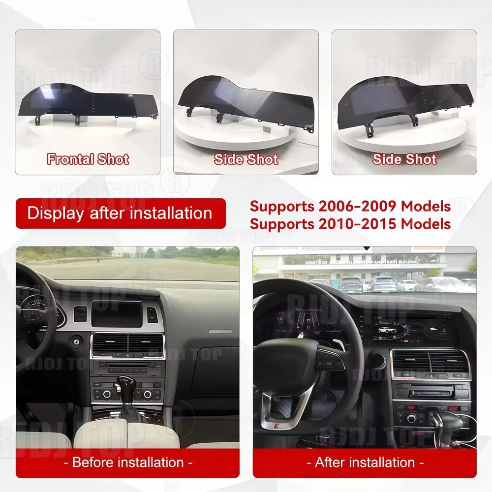 12.3Inch Dashboard + 10.25Inch Car Radio For Audi Q7 2005~2014 Android 14 Multimedia GPS Navigation Smart Touch Screen Head Unit