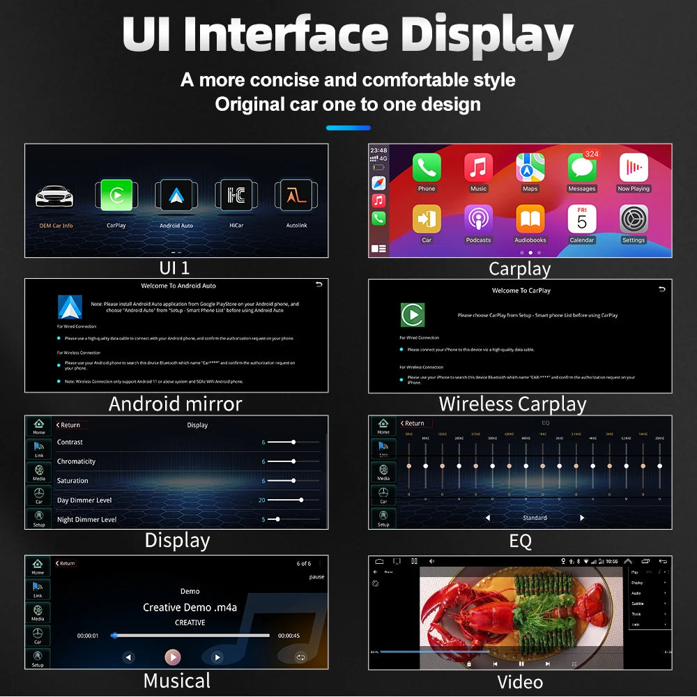 Full HD 10.25'' Wireless Carplay For Mercedes Benz W212 2009-2016 NTG4.0/4.5/5.0 4 Door Android Auto Mirrorlink Airplay BT Car Multimedia Touch Screen Stereo System Linux