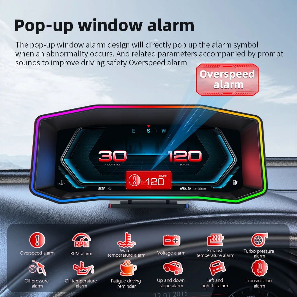 P3 P4 Car Head-up Display OBD2 HUD On-board Computer Digital Smart GPS Speedometer Volt RPM Water Temp Slope Meter Auto Electron