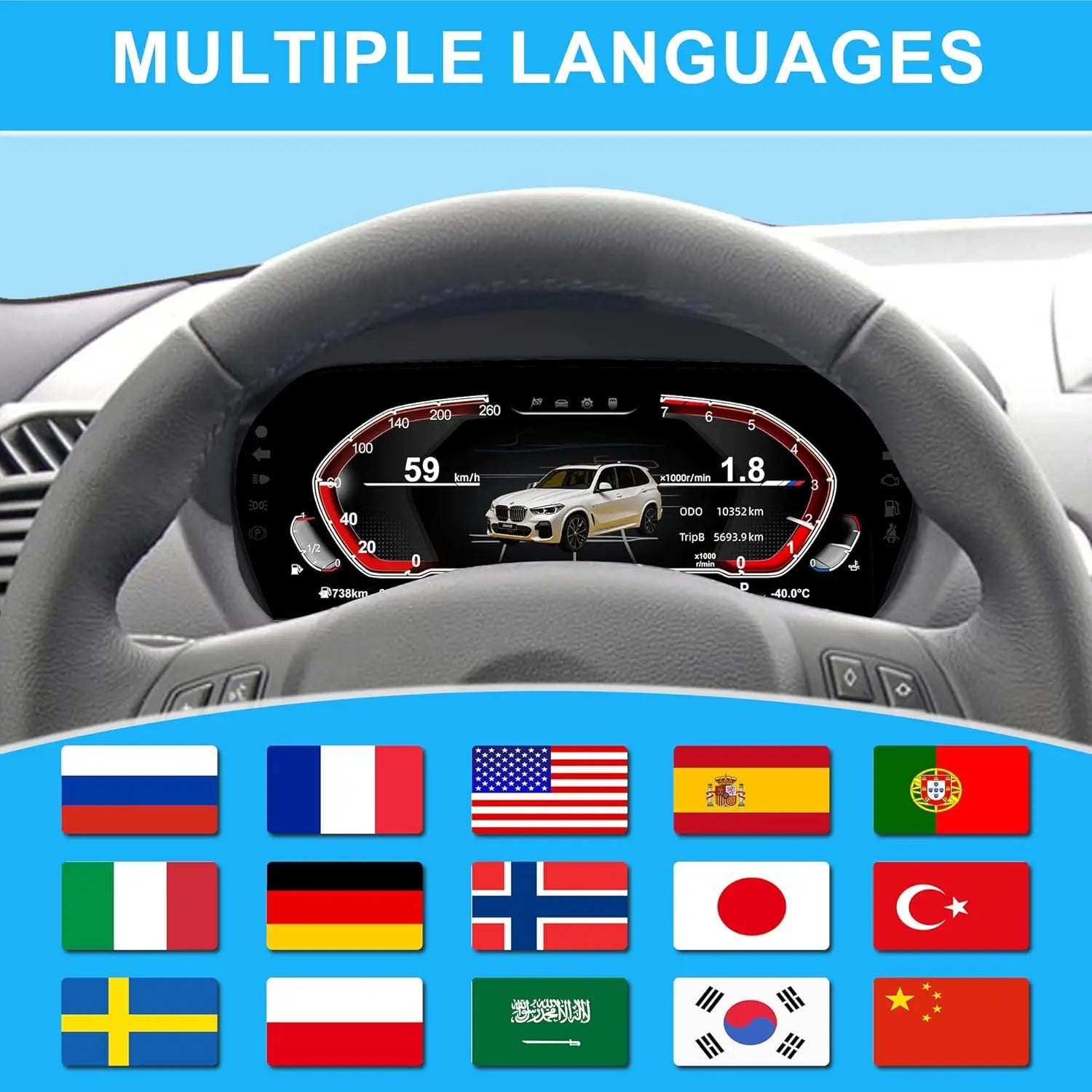 For BMW 1/2 Series X1 X2 F20 F52 F22 F45 F48 F49 F39 2014-2021 Digital Cluster LCD Dashboard Cockpit Virtual Instrument 1920*720