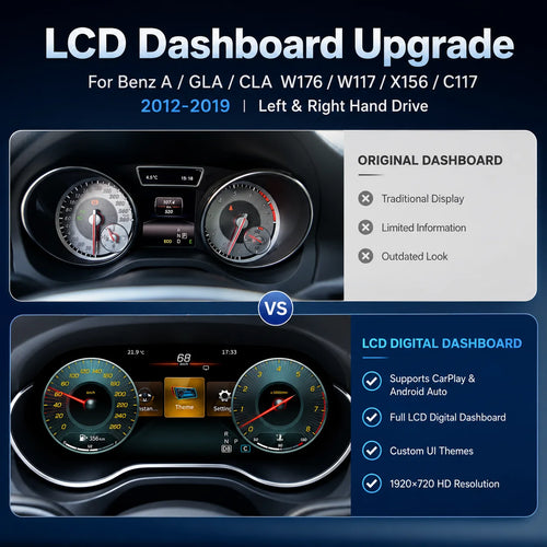 12.3 "LCD Digital Dashboard Cluster For Mercedes Benz A GLA CLA Class W176 X156 117 C177 With Wireless CarPlay Android Auto 8 UI