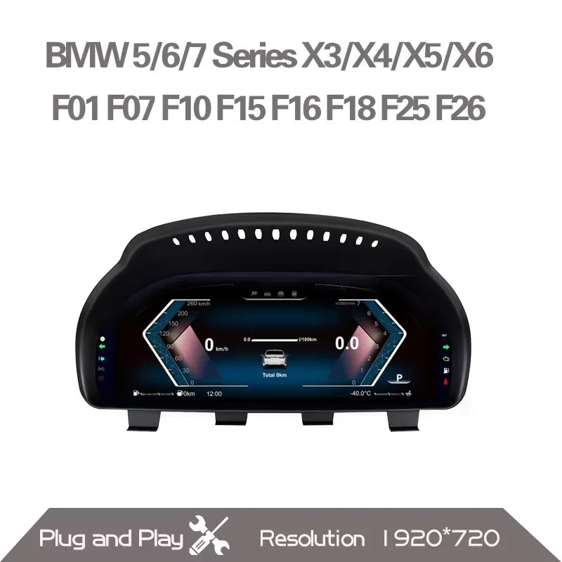 Digital Dashboard Speedometer For BMW 5/6/7 Series X3 X4 X5 X6 F01 F07 F10 F12 F15 F16 F18 F25 F26 LCD Cluster Instrument Panel