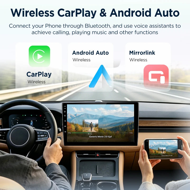 Junsun 9" Android 15 Stereo Smart Systems For Toyota Prius XW30 2009-2016 Car Radio Wireless CarPlay Auto AI Voice IPS Touch Screen Intelligent Multimedia Video Player 2 Din Head Unit GPS Navigator Mirror Link Automotive Blue