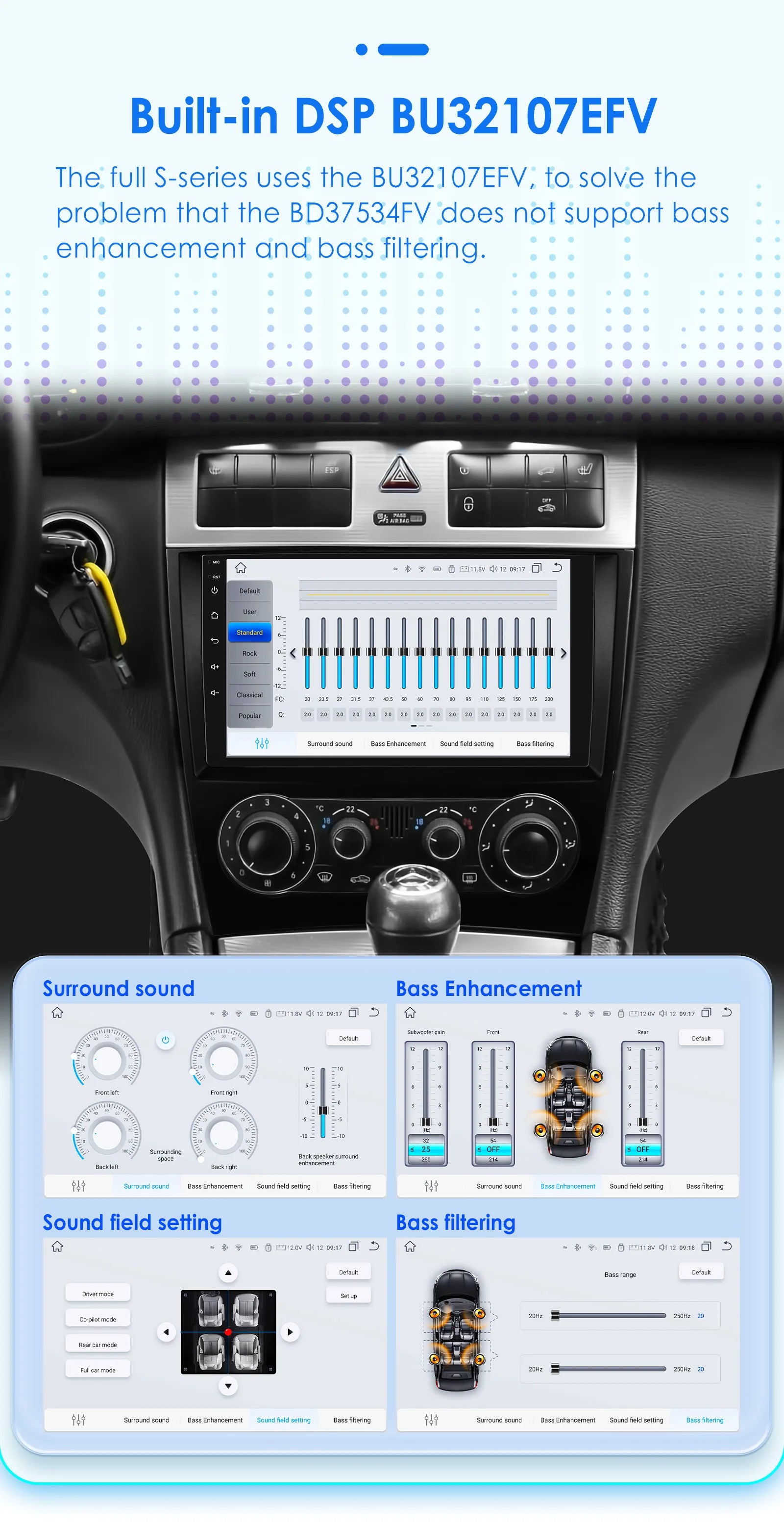 Hizpo 9 inch Wireless CarPlay Android Auto Car Radio for Mercedes Benz CLC W203 C-Class C180 C200 CLK200 CLK W209 Multimedia Wireless Apple CarPlay Smart Intelligent Systems IPS Touch Screen Stereo Video Player 2Din Autoradio