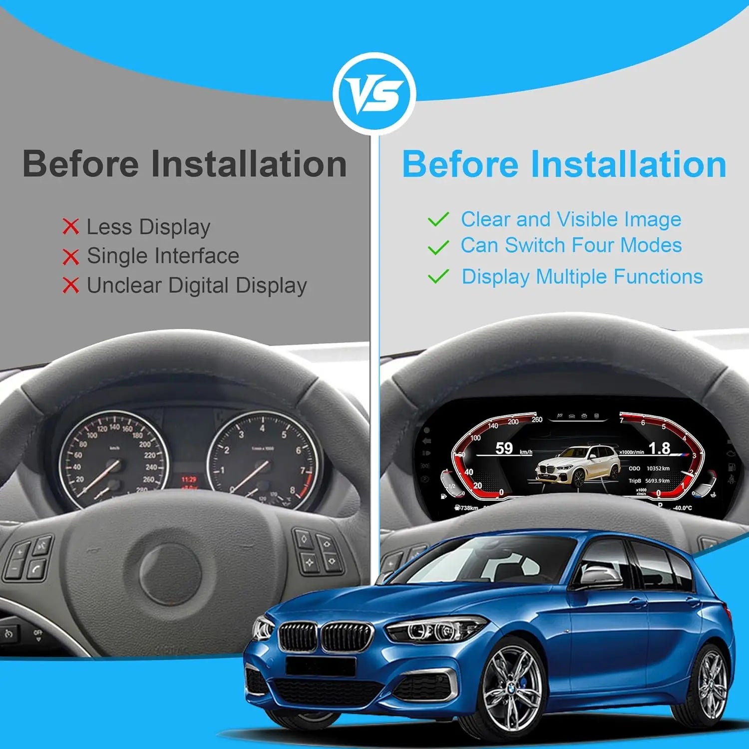 For BMW 1/2 Series X1 X2 F20 F52 F22 F45 F48 F49 F39 2014-2021 Digital Cluster LCD Dashboard Cockpit Virtual Instrument 1920*720