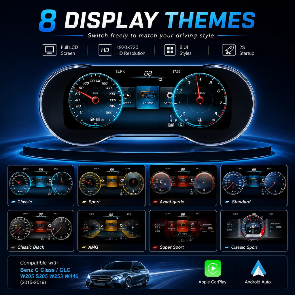 Pantalla 12.3" Mercedes-Benz Clase C / GLC W205 S205 W253 (2015-2020)