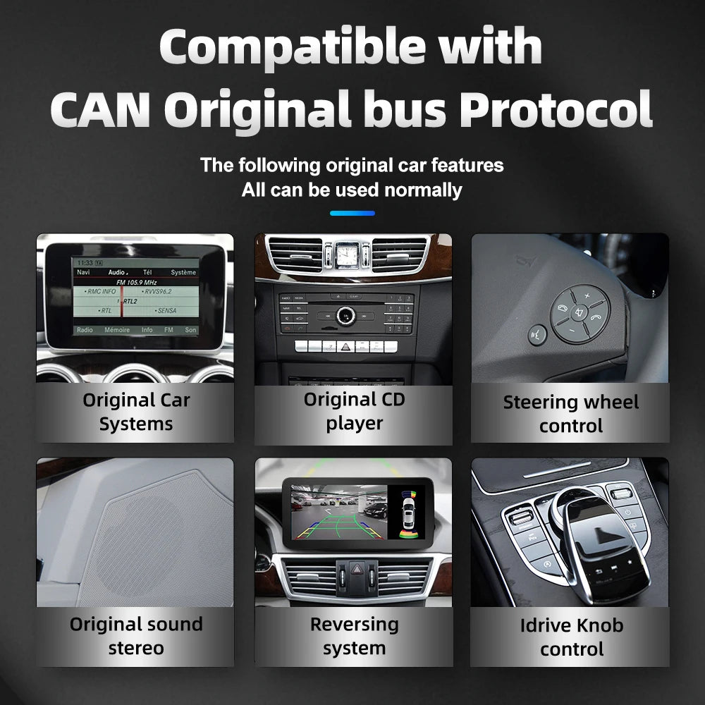 Full HD 10.25'' Wireless Carplay For Mercedes Benz W212 2009-2016 NTG4.0/4.5/5.0 4 Door Android Auto Mirrorlink Airplay BT Car Multimedia Touch Screen Stereo System Linux