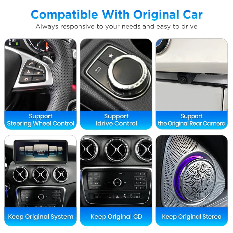 Junsun 1920*720 Linux System Wireless CarPlay Android Auto Car Radio Multimedia for Mercedes Benz A Class W176 GLA X156 CLA C117 2013-2018 NTG 4.5 NTG 5.0 Smart Android Mirror Navigation Screen